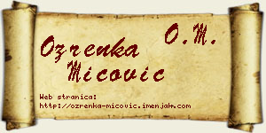Ozrenka Mićović vizit kartica